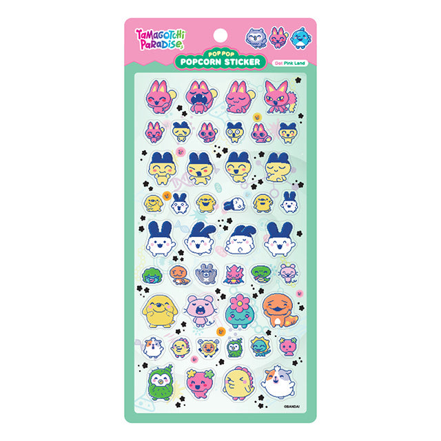 Tamagotchi 3D candy sticker sheet with colorful character designs