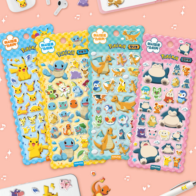 3D Pikachu sticker sheet with multiple Pikachu character die-cut stickers