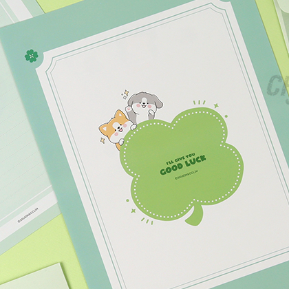 Green Letter set: 2 envelopes, 2 letter papers