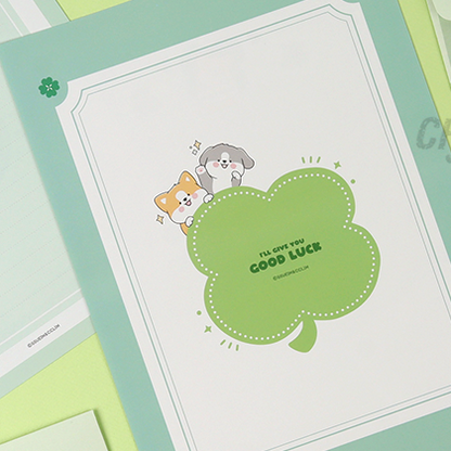 Green Letter set: 2 envelopes, 2 letter papers
