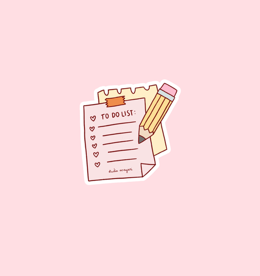 Holographic to-do list sticker with pencil and check boxes
