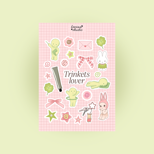 A5 sticker sheet with pastel rabbits, ducks, stars, flowers, envelope and bow