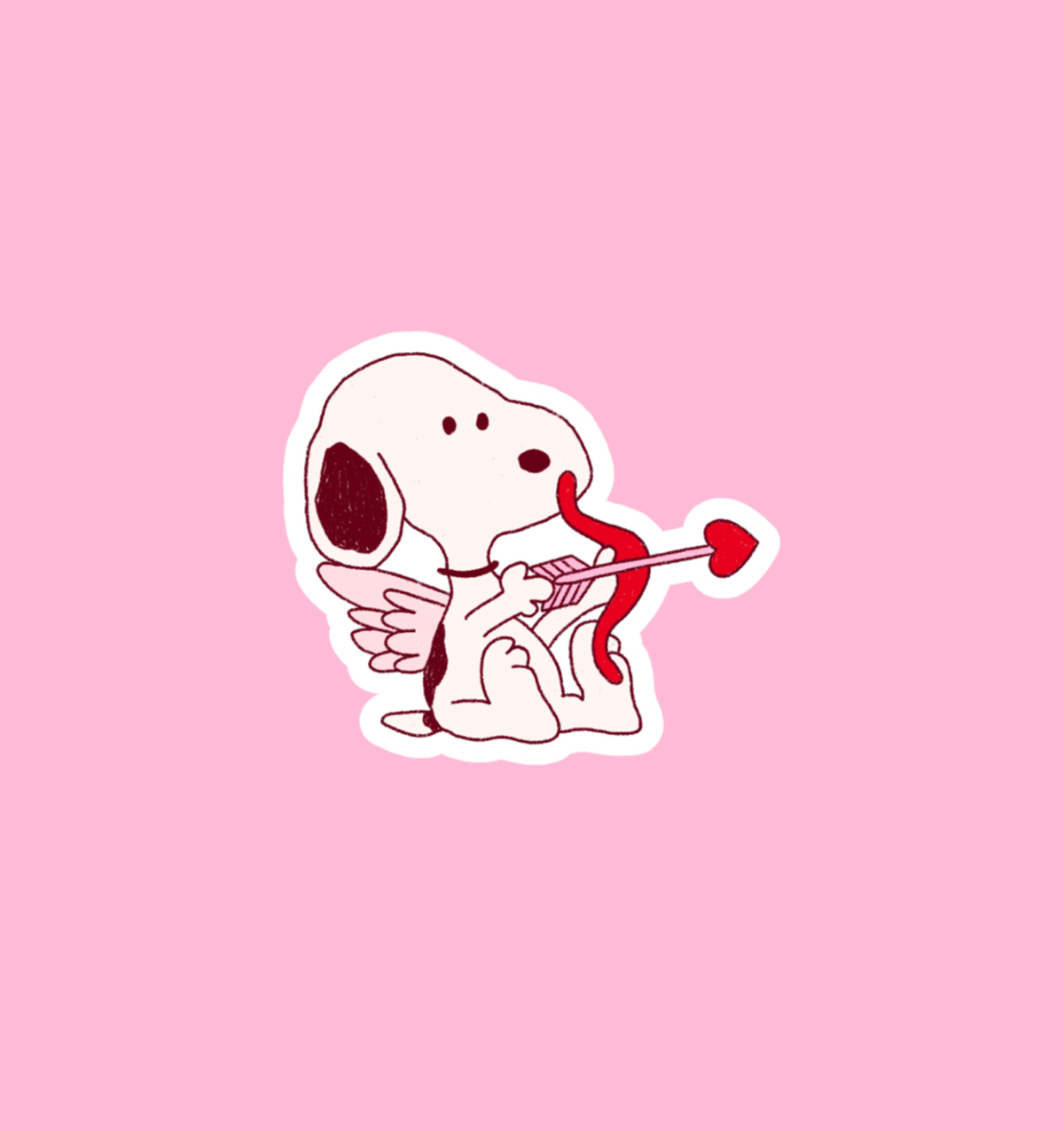Holographic cupid sticker of winged angel holding a trumpet