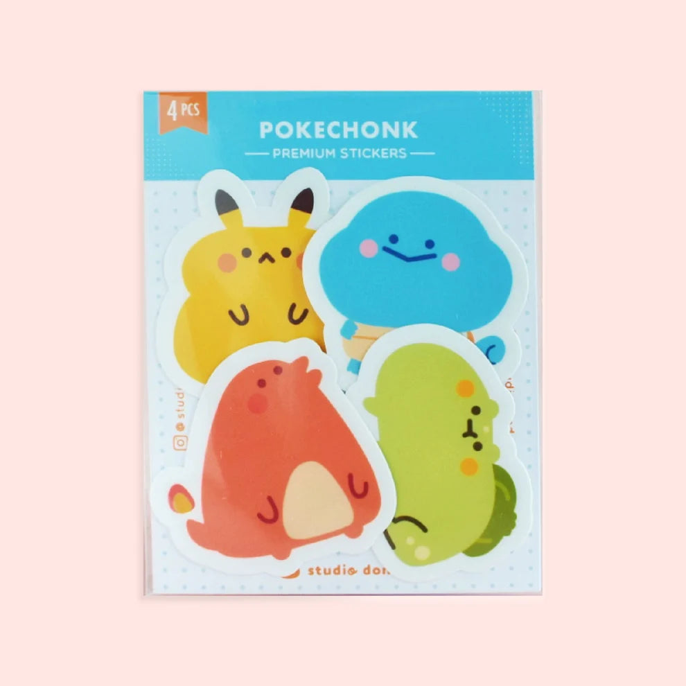 Vinyl sticker pack box showing 4 premium character stickers