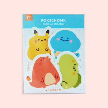 Vinyl sticker pack box showing 4 premium character stickers