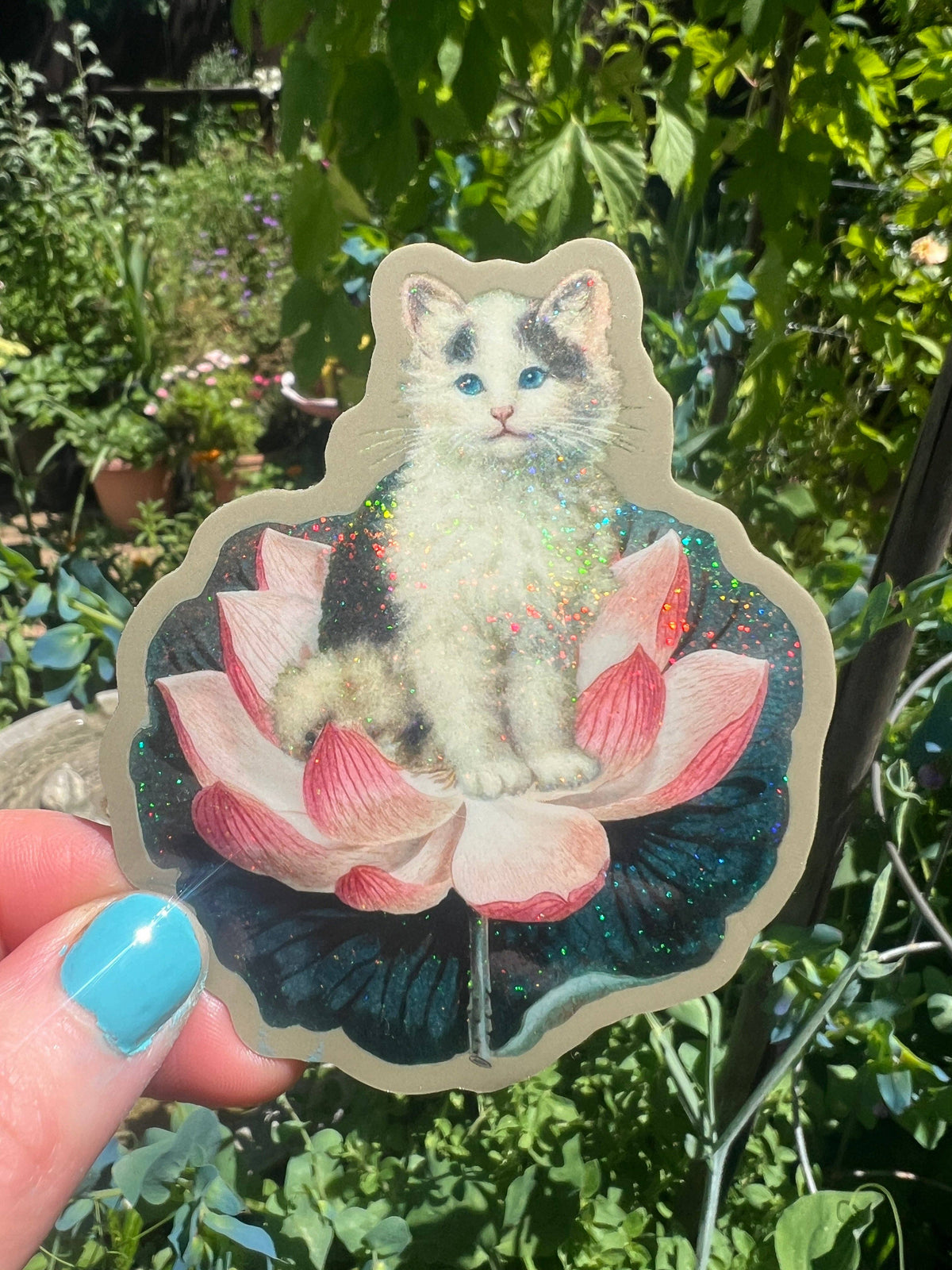 Cat on Lotus - Vinyl sticker