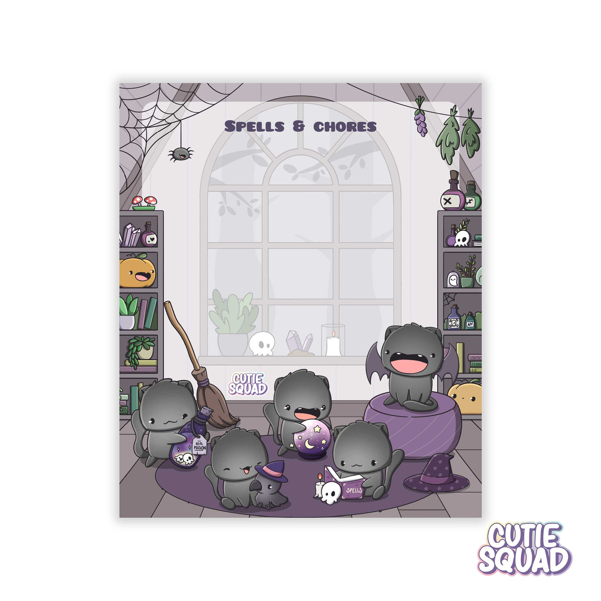 Witch cat themed sticky notes set in a themed display box