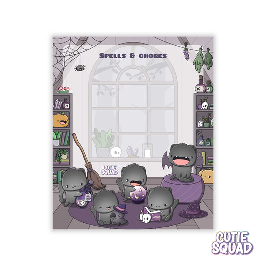 Witch cat themed sticky notes set in a themed display box