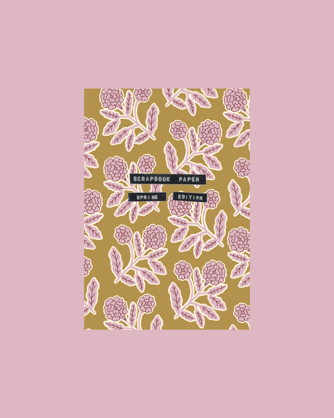 A5 scrapbook paper sheet with lilac floral vines and flowers, Spring Edition label