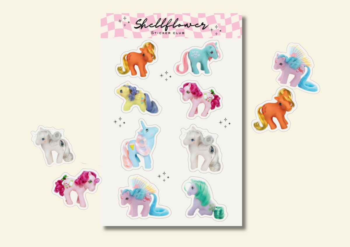 My Little Pony sticker sheet with colorful pony shapes and stars, 10 stickers