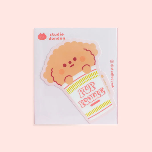 Vinyl sticker featuring a cartoon pup poodle face and “PUP POODLE” text