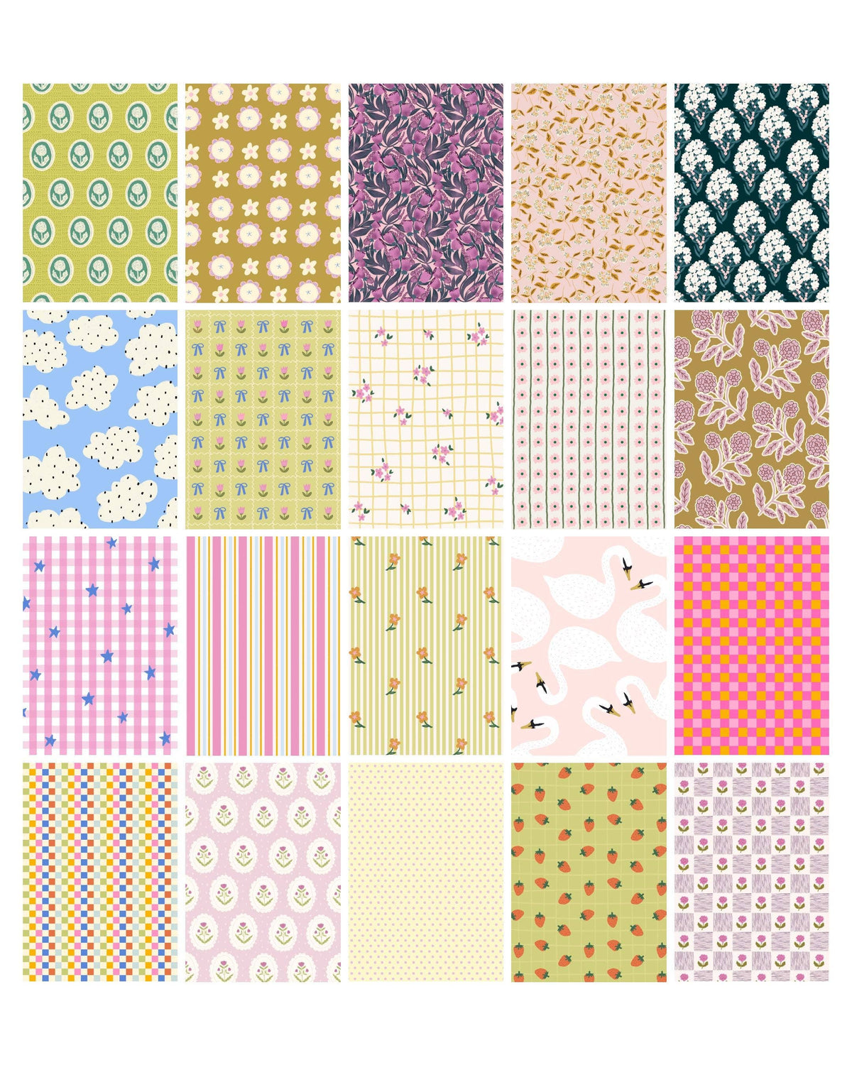 Set of A5 scrapbook paper sheets with varied multicolor patterns collage