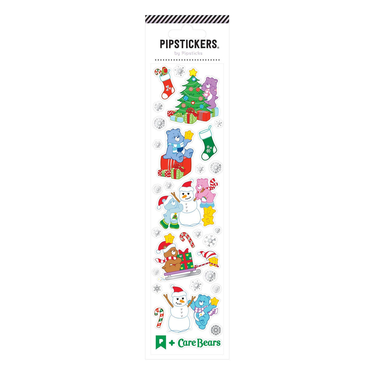 Care Bears Pip Stickers Merry Moments sticker sheet with snowmen, bears, and holiday trees
