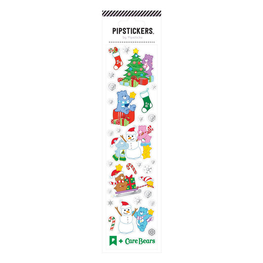 Care Bears Pip Stickers Merry Moments sticker sheet with snowmen, bears, and holiday trees