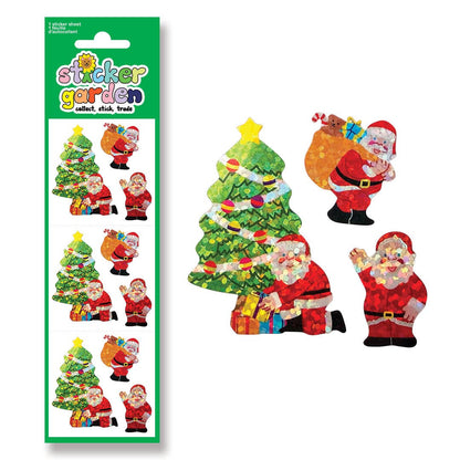 Christmas sparkle sticker sheet with Santa and decorated tree character stickers