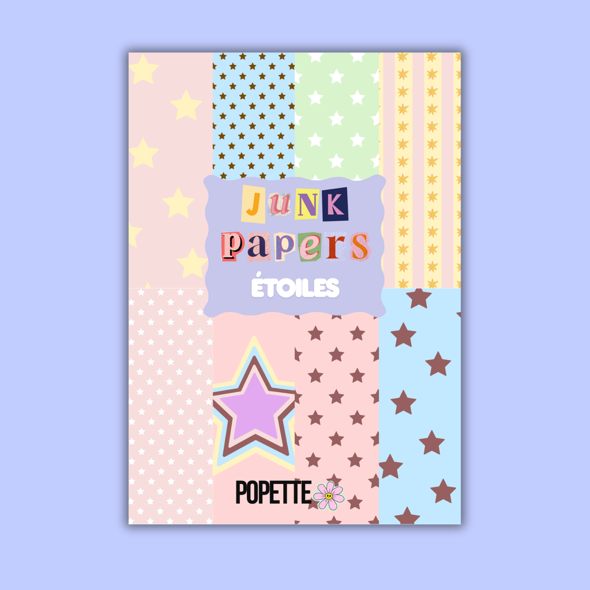 Star-themed scrapbook paper sheets, multicolor with gold dots and large outline star