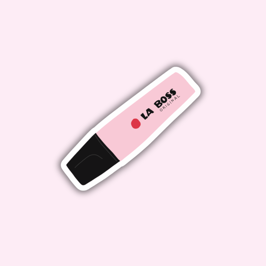 Holographic La Boss Original sticker with pink label and dark glitter edge