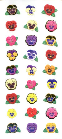 Washi pansy sticker sheet with assorted colorful pansy flower designs