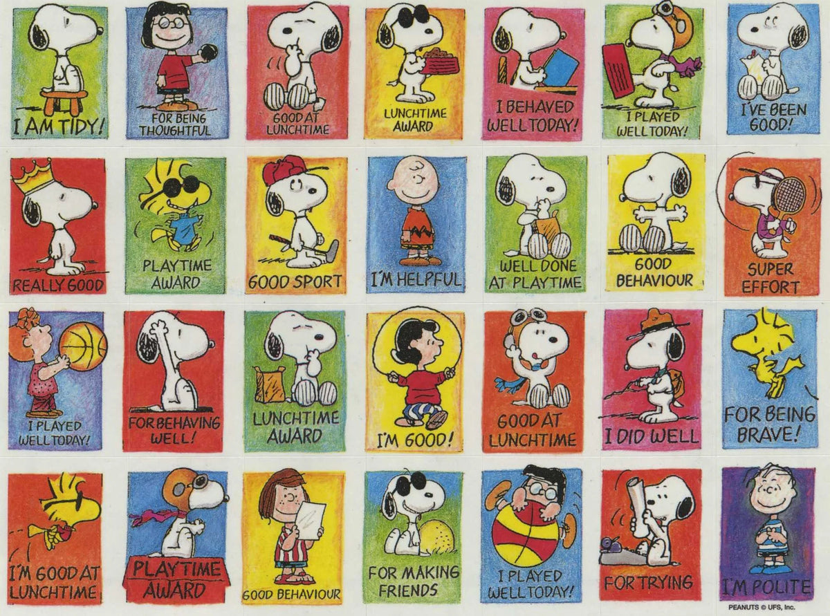 Snoopy palkintotarrat #2 - Vintage tarra-arkki