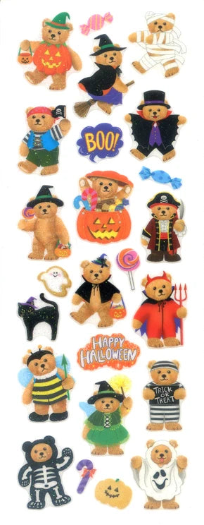 Kimaltelevat Halloween nallet - Tarra-arkki