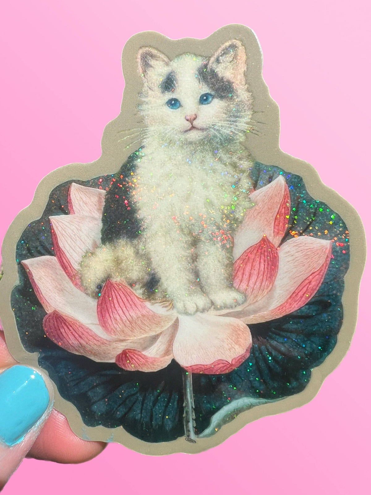 Cat on Lotus - Vinyl sticker