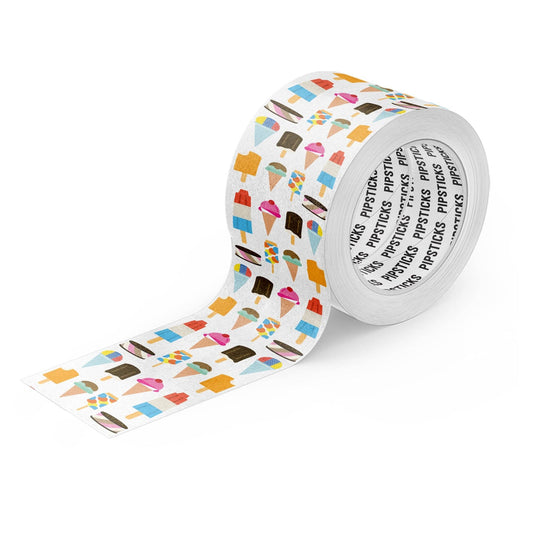 Ice cream sticker roll tape with colorful frozen treats pattern