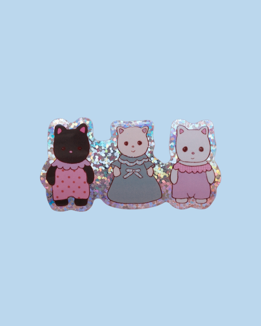 Three mini bunny stickers, three cute bunnies in dresses with heart eyes