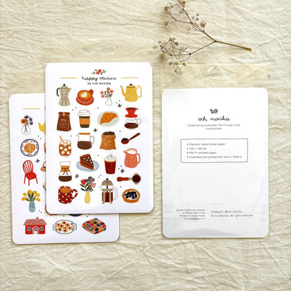 Sticker sheet bundle with front design and reverse card showing small text
