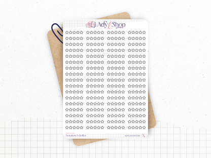 Star rating stickers sheet with repeated five-star outline icons