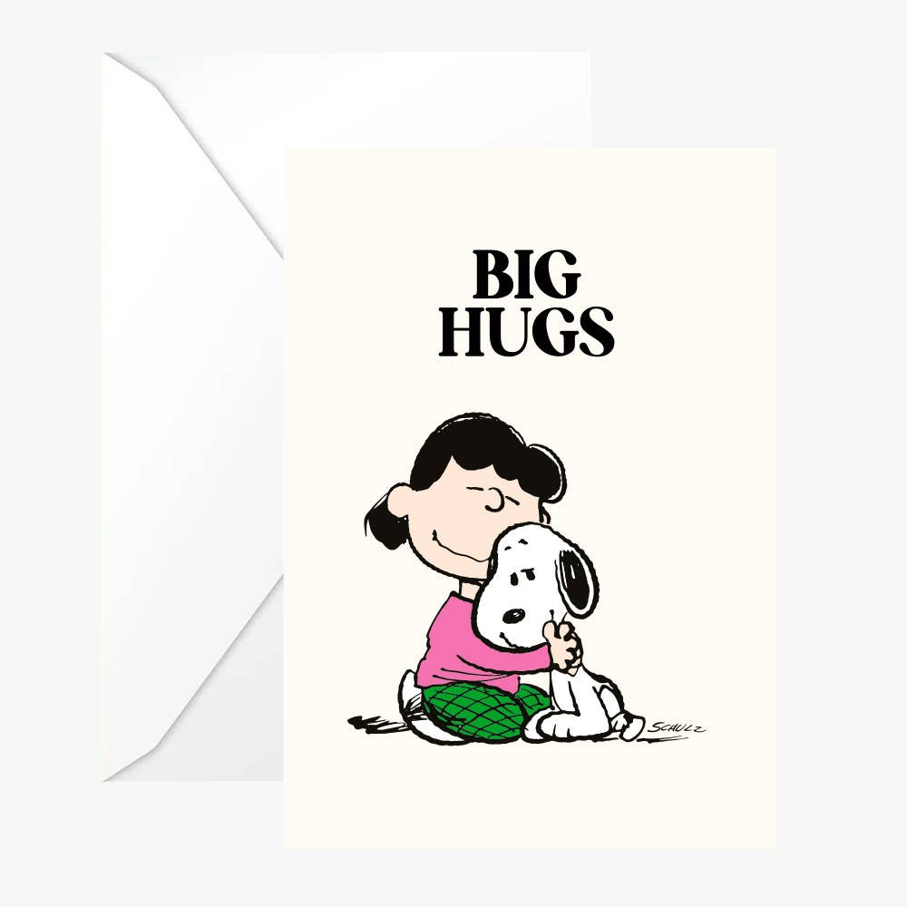 Greeting card: Snoopy "Big Hugs" artwork with white envelope