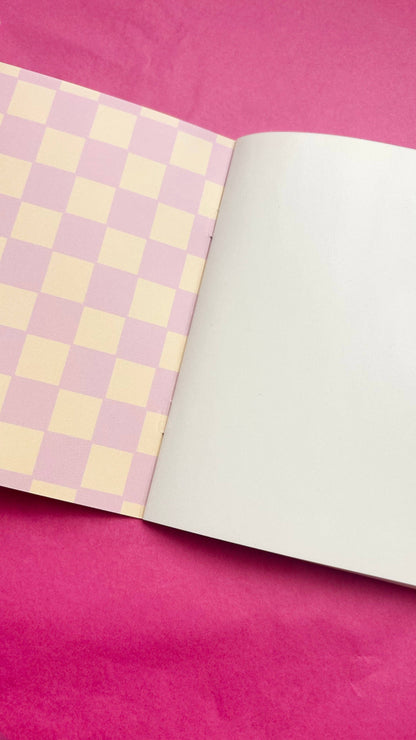 Open A6 reusable sticker book showing blank white pages inside