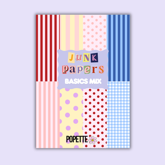 Colorful patterned paper pack cover with stripes and polka dots