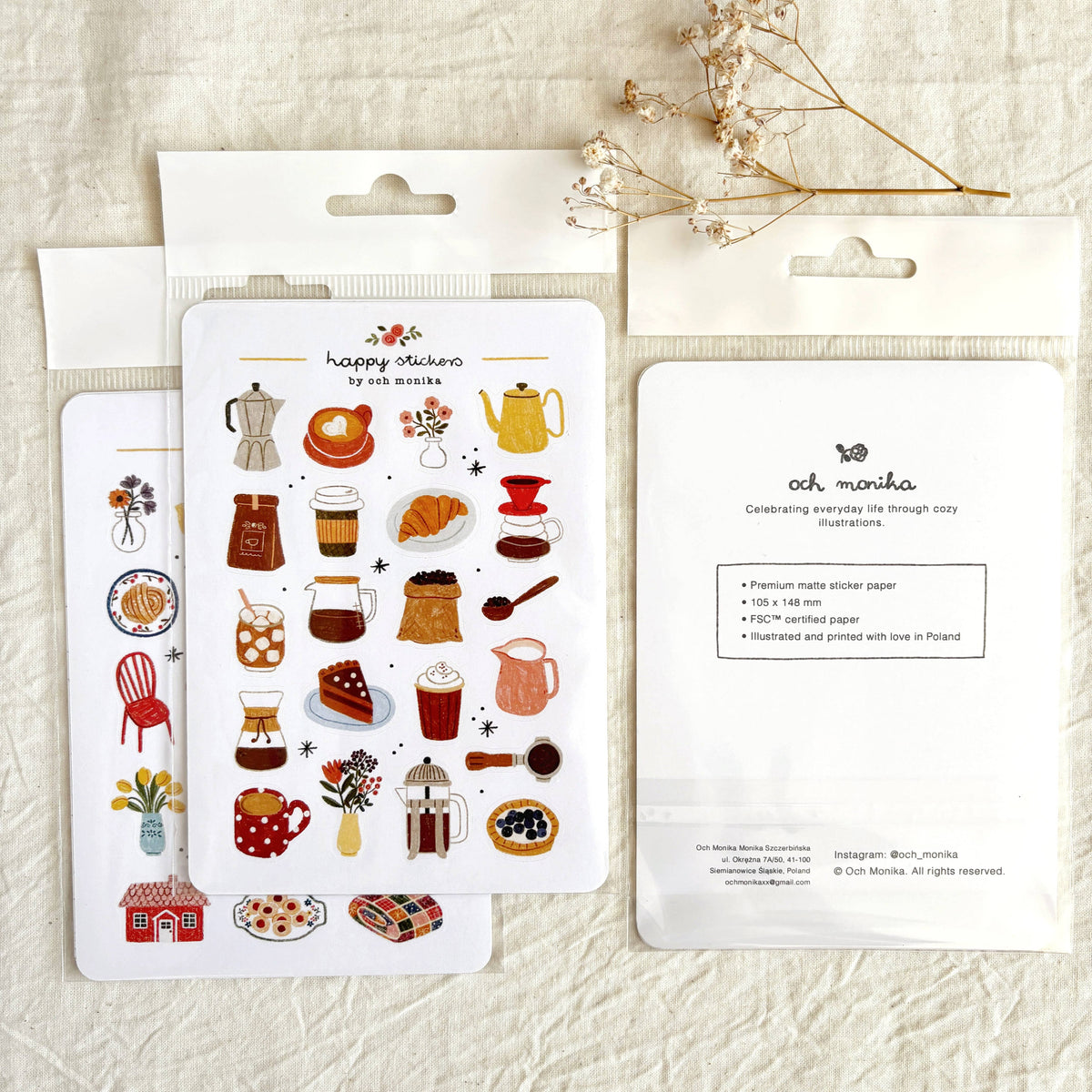 Back of sticker sheet package with usage details text block