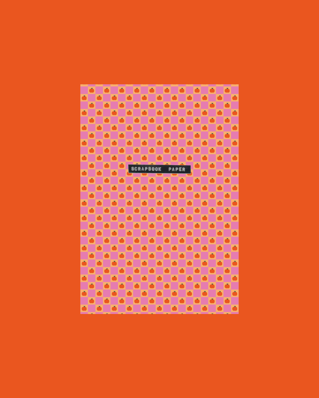 A5 scrapbook paper sheet, pink and purple small square pattern, flat front view