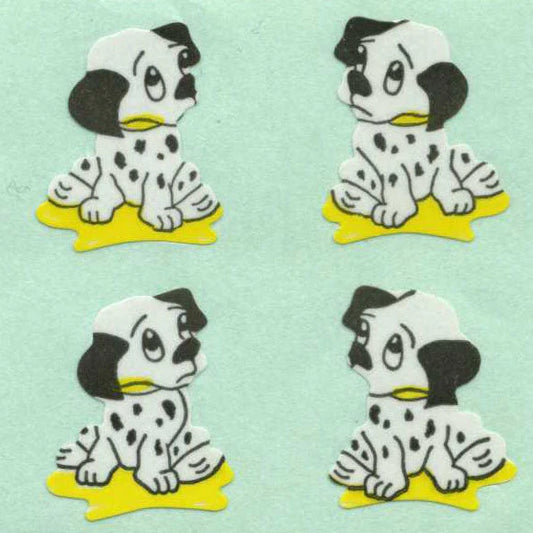 Dalmatian cartoon sticker set with four poses on a sheet