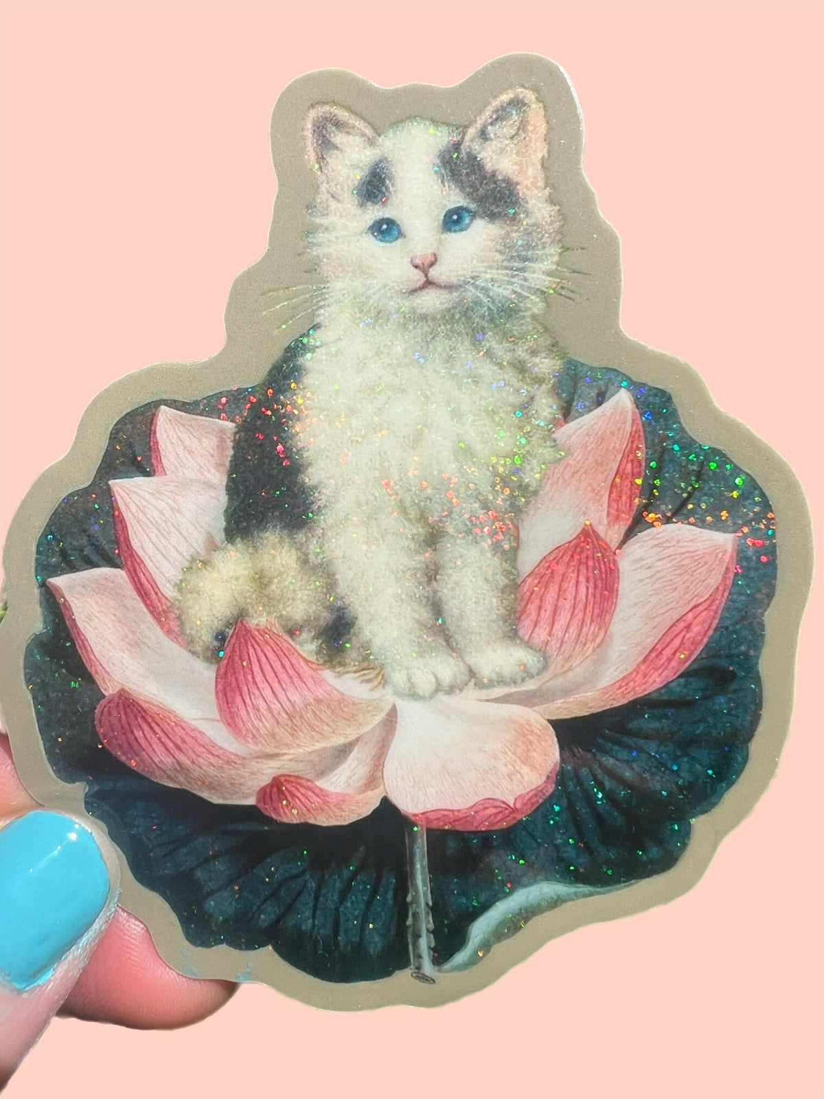 Cat on Lotus - Vinyl sticker