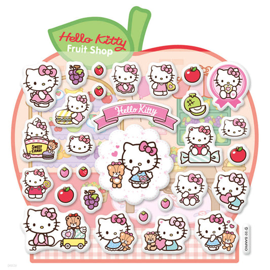 Hello Kitty fruit shop 3D puffy sticker sheet with assorted character and fruit designs
