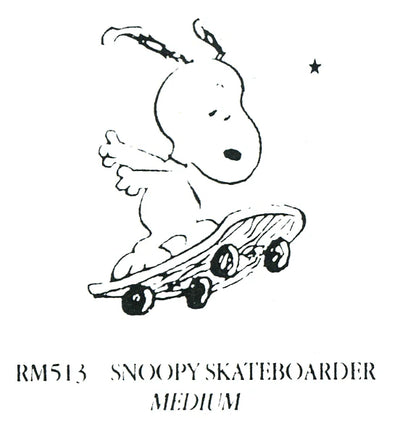 Snoopy skates rubber stamp with outline Snoopy holding a skateboard