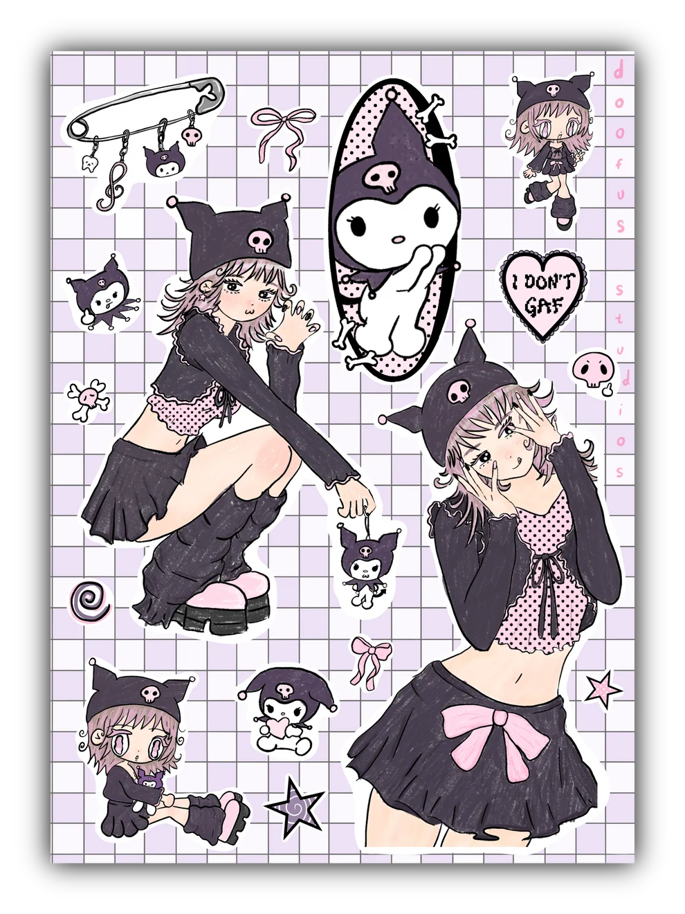 Kuromi Girl - Vinyl Sticker Sheet