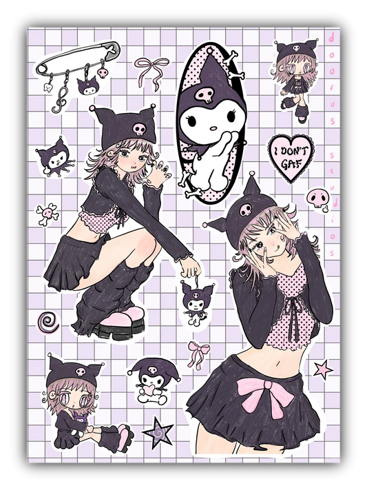 Kuromi Girl - Vinyl Sticker Sheet