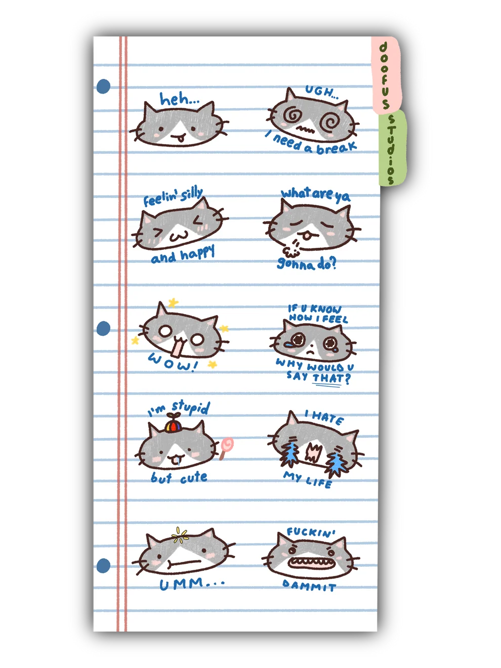 Cat Emotions - Vinyl Sticker Sheet