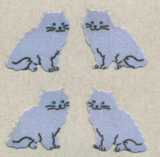Fuzzy cat sitting sticker roll, light purple cats (4)